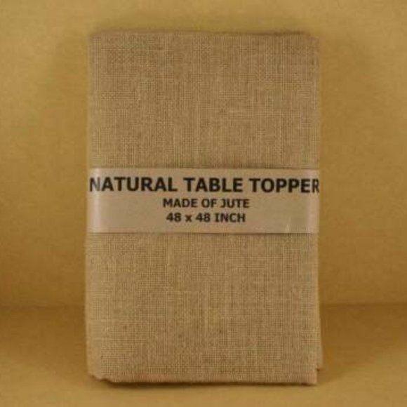 Burlap Fringe Edge Table Topper, Natural Jute - Picture 1 of 2